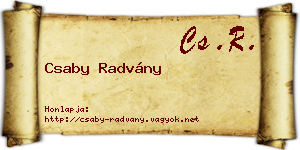 Csaby Radvány névjegykártya